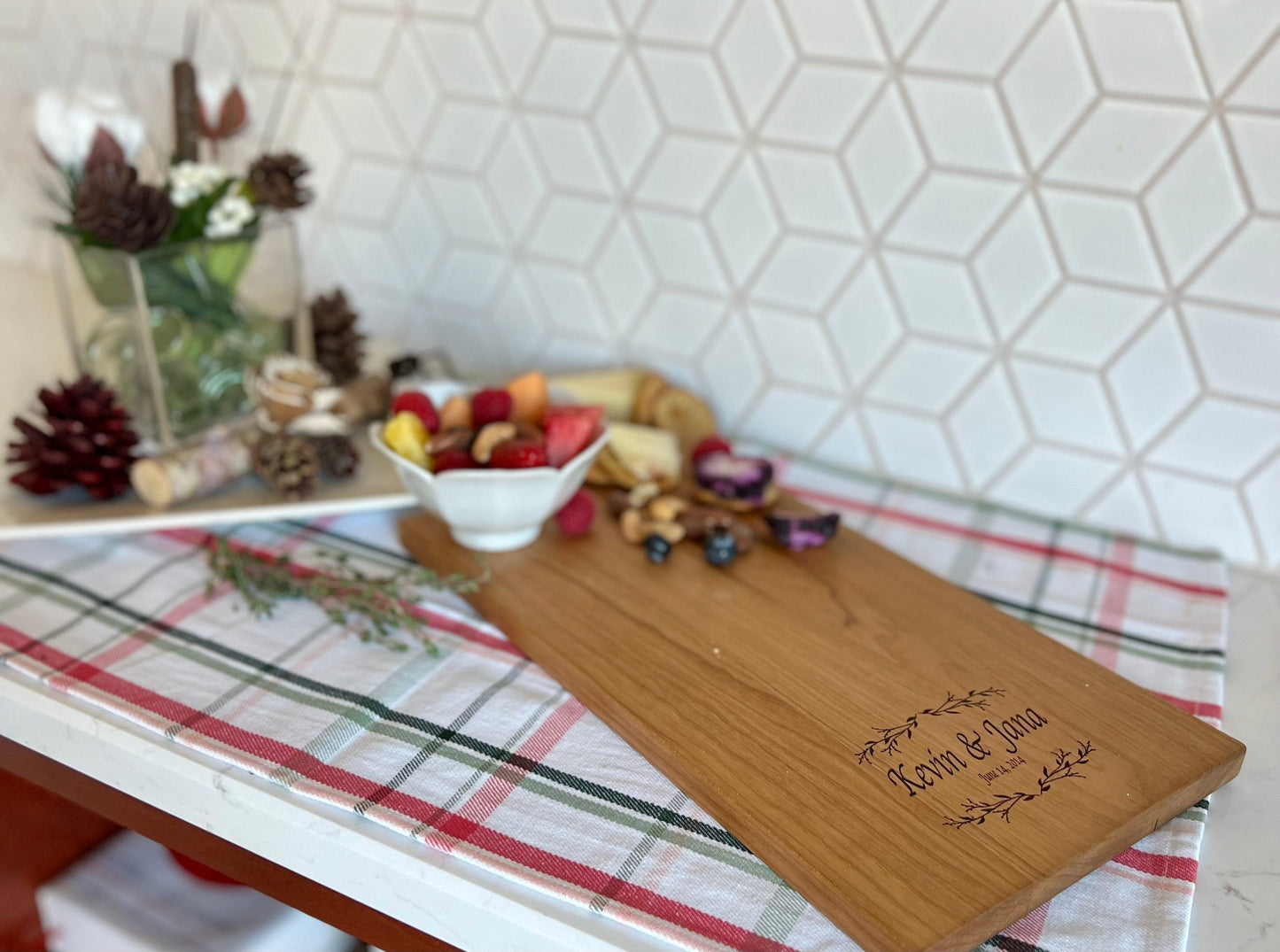 Personalizes Cherry Charcuterie board